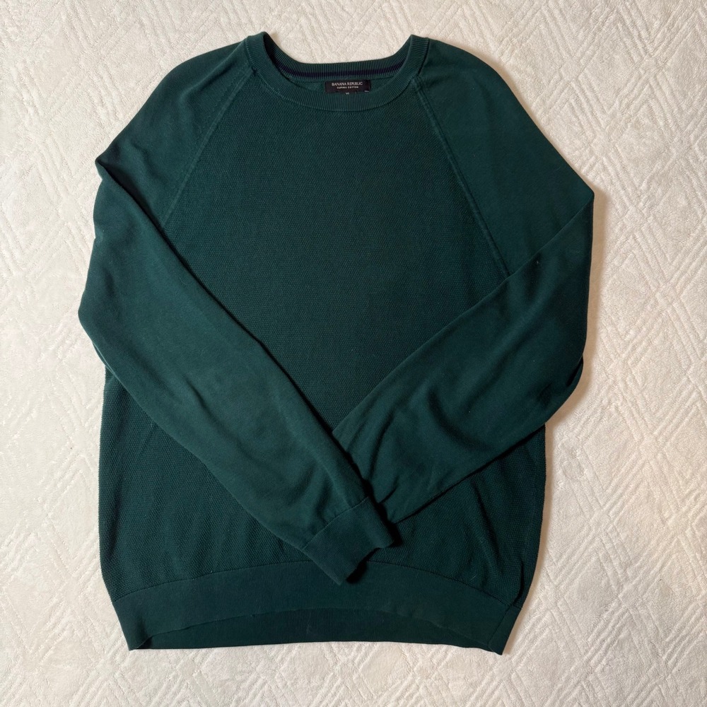 Classic Preppy Banana Republic Supima Cotton Green Crewneck Sweater XL